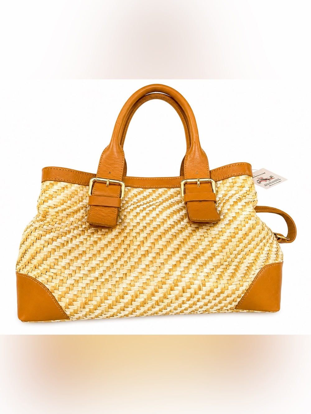 Divina Firenze Italian Leather Straw Bag BNWT Made in Italy $498 Retail🤎